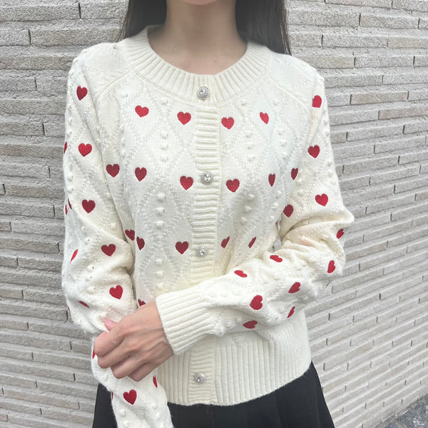 more self love  heart ponpon knit