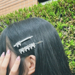 《即納》 ribbon stone hair pin