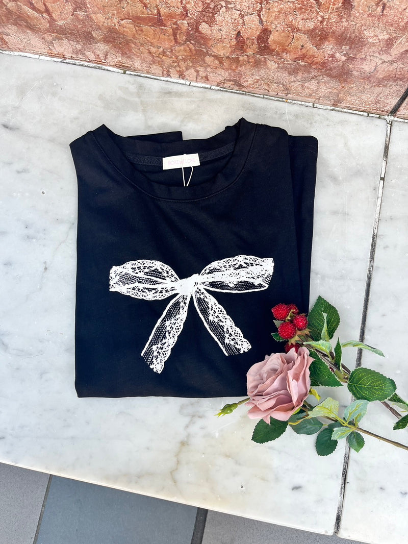 《即納》lace ribbon T shirt