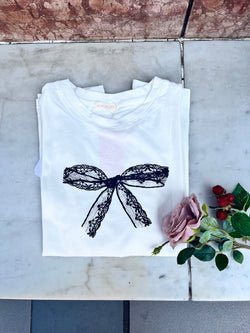 《即納》lace ribbon T shirt