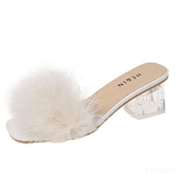 clear fur sandal