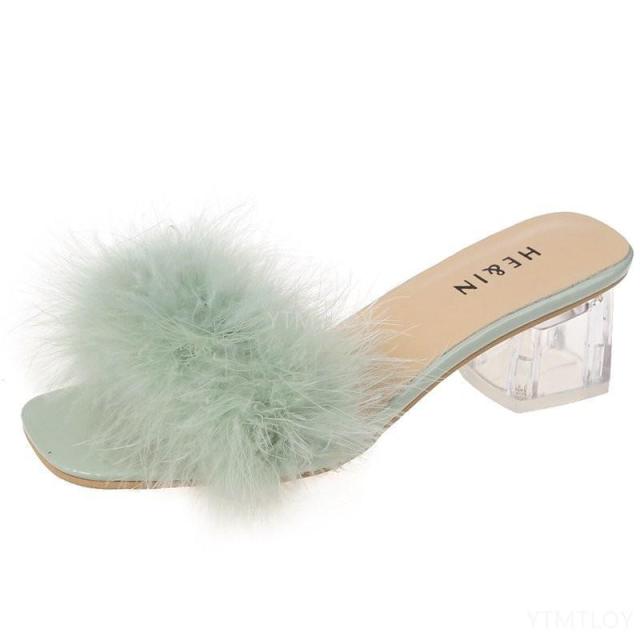 clear fur sandal